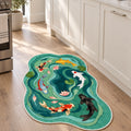 Asymmetric Retro Irregular Area Rug in a kitchen