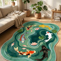 Asymmetric Retro Irregular Area Rug in a living room