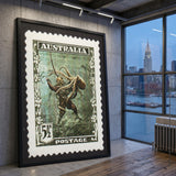 Australia Diver Stamp Vintage Wall Art – Retro Postage Octopus Print