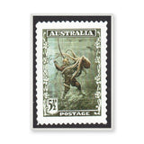 Australia Diver Stamp Vintage Wall Art – Retro Postage Octopus Print