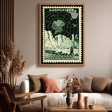 Australian Antarctic Stamp Vintage Wall Art – Map and Dog Sled Print