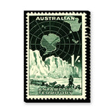 Australian Antarctic Stamp Vintage Wall Art – Map and Dog Sled Print