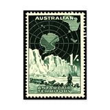 Australian Antarctic Stamp Vintage Wall Art – Map and Dog Sled Print