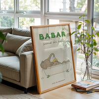 Babar Prend Son Bain Retro Décor Poster | Iconic Babar Home Wall Print
