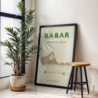 Babar Prend Son Bain Retro Décor Poster | Iconic Babar Home Wall Print