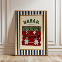 Babar the Elephant Tennis Nursery Illustration Retro Kids Decor Gender Neutral Baby Wall Décor Poster Décor Print