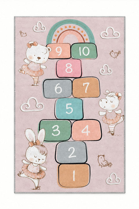 Ballerina Hopscotch Kids Area Rug