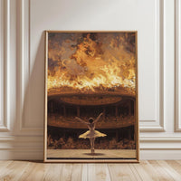 Ballerina in Theater with Fire Aesthetic Wall Décor Poster Print