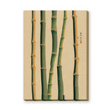 Bamboo Botanical Traditional Wall Art – Green Stalk Study on Beige