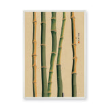 Bamboo Botanical Traditional Wall Art – Green Stalk Study on Beige