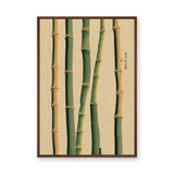 Bamboo Botanical Traditional Wall Art – Green Stalk Study on Beige