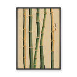Bamboo Botanical Traditional Wall Art – Green Stalk Study on Beige