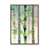 Bamboo Botanical Wall Art – Ornate Green Patterned Leaves