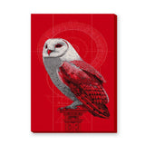 Barn Owl Modern Wall Art – Red and White Geometric Owl Illustration