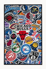Basketball Collage Modern Kids Rug