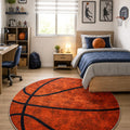 Basketball Kids Round Rug in a bedroom