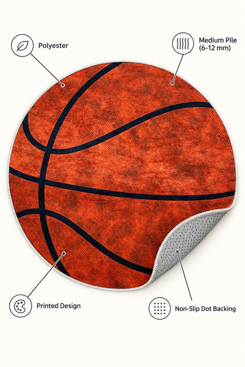 Basketball Kids Round Rug – features