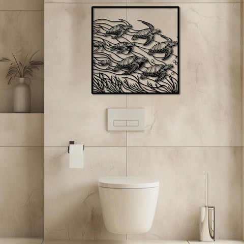 Sea Turtles Metal Wall Art Bathroom Decor