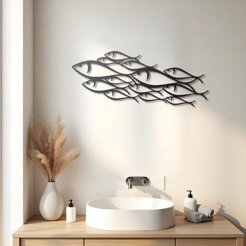 Fish Family Metal Wall Art Decor