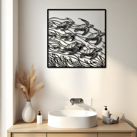 Sea Turtles Metal Wall Art Bathroom Decor