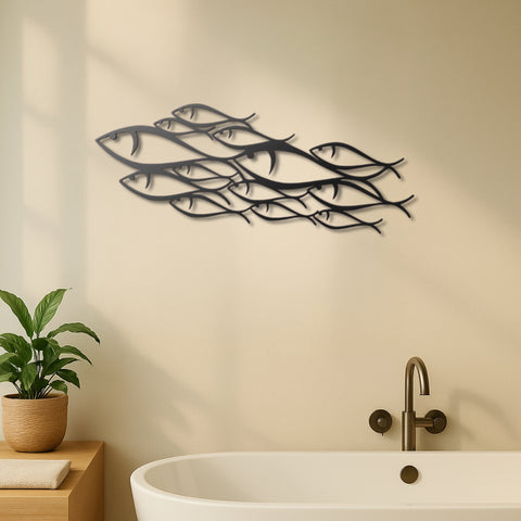 Fish Family Metal Wall Art Decor