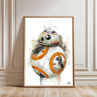 BB-8 Robot Aesthetic Wall Décor Wall Poster | Futuristic Droid Illustration Print