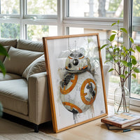BB-8 Robot Aesthetic Wall Décor Wall Poster | Futuristic Droid Illustration Print