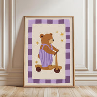 Bear on Scooter Aesthetic Wall Décor Poster Print