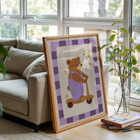 Bear on Scooter Aesthetic Wall Décor Poster Print