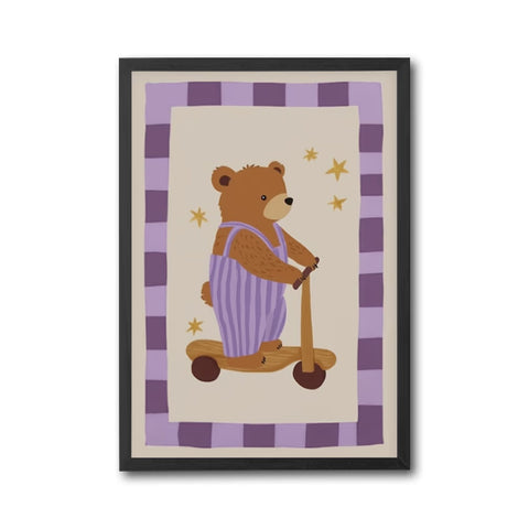 Bear on Scooter Aesthetic Wall Décor Poster Print