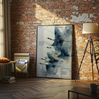 Charming Flying Cranes Artistic Wall Print