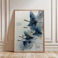 Charming Flying Cranes Artistic Wall Print