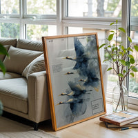 Charming Flying Cranes Artistic Wall Print