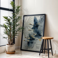 Charming Flying Cranes Artistic Wall Print