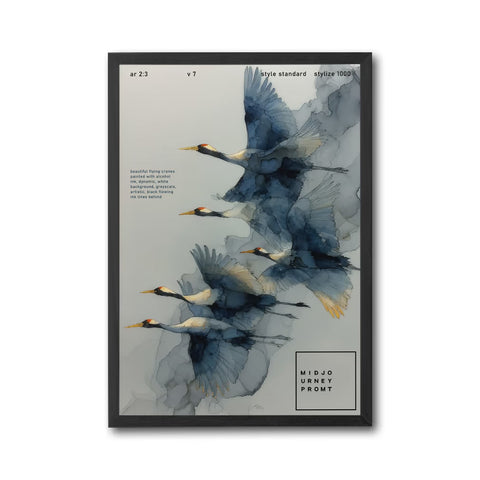 Charming Flying Cranes Artistic Wall Print
