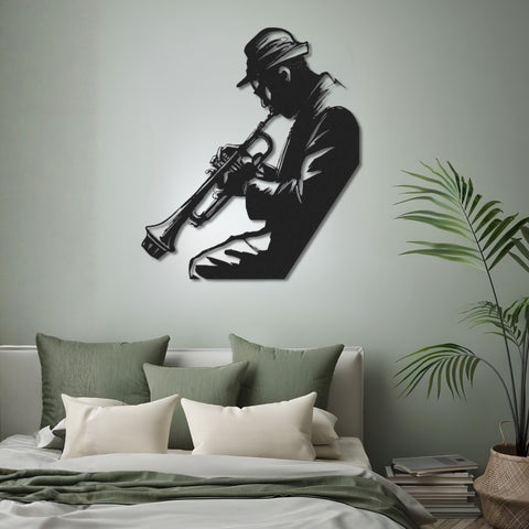 Jazz Trumpet Player Metal Wall Art