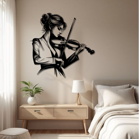 Elegant Violinist Metal Wall Art