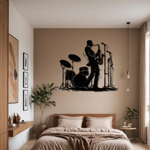 Sax Player Metal Wall Art