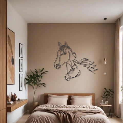Horse One Line Metal Wall Art