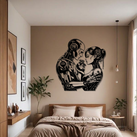 Human Robot Love Metal Wall Art