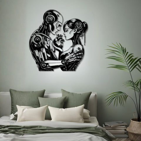 Human Robot Love Metal Wall Art