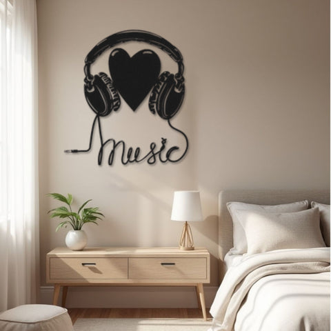 Headphone Heart Metal Wall Art