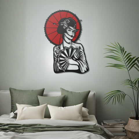 Japanese Geisha Metal Wall Art