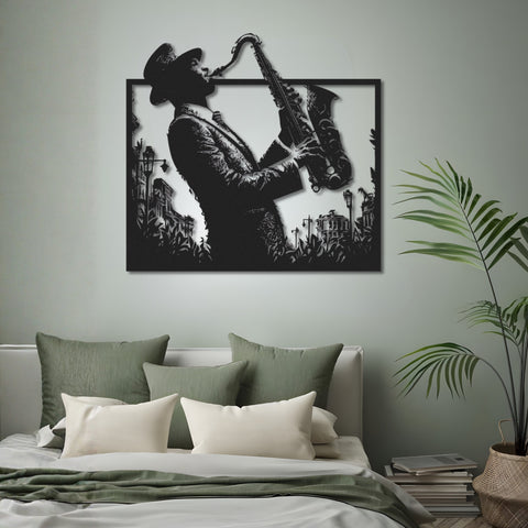 Saxophone Player Metal Wall Art