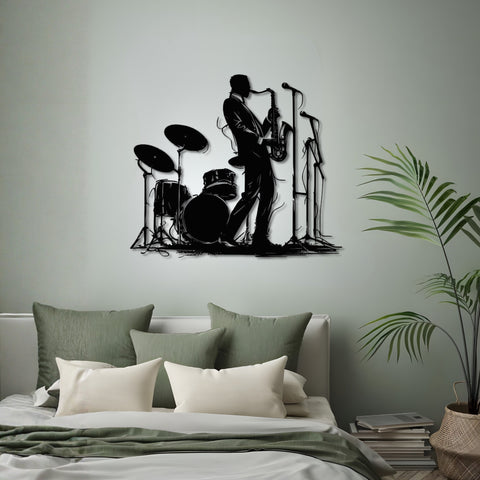 Sax Player Metal Wall Art