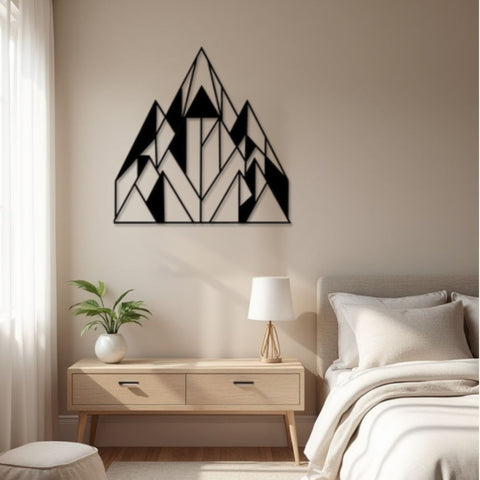Minimalist Black Line Mountain Metal Wall Art