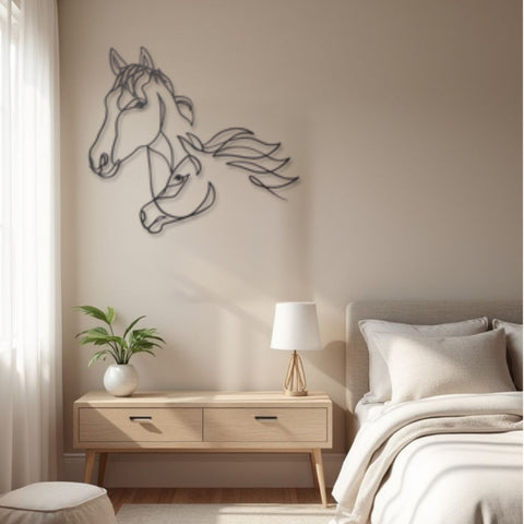 Horse One Line Metal Wall Art