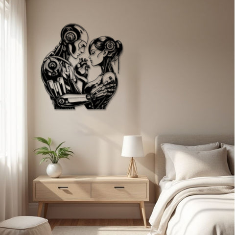 Human Robot Love Metal Wall Art