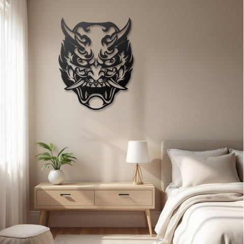 Hannya Japanese Mask Metal Wall Art Decor