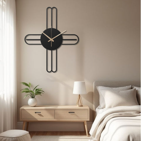 Modern Kitchen Black Metal Wall Clock Decor